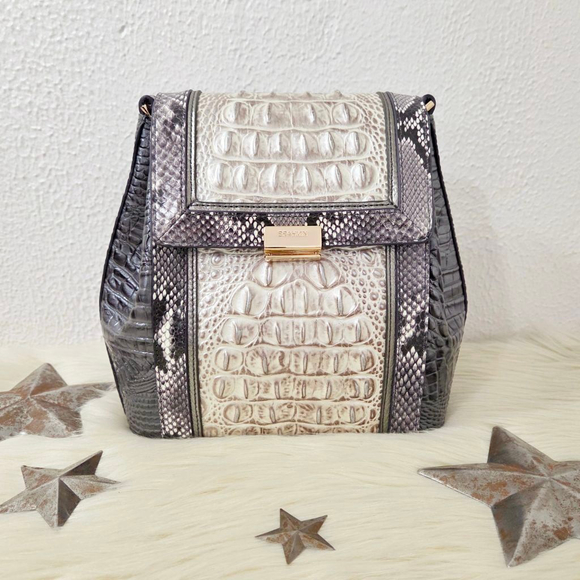 Brahmin Margo crossbody bag Charcoal Nottingham gray cream croc tricolor new NWT